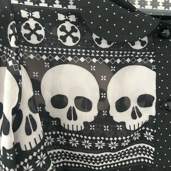 Hell Bunny Sheer Skull Ornament Button-Down - Picture 6 of 6